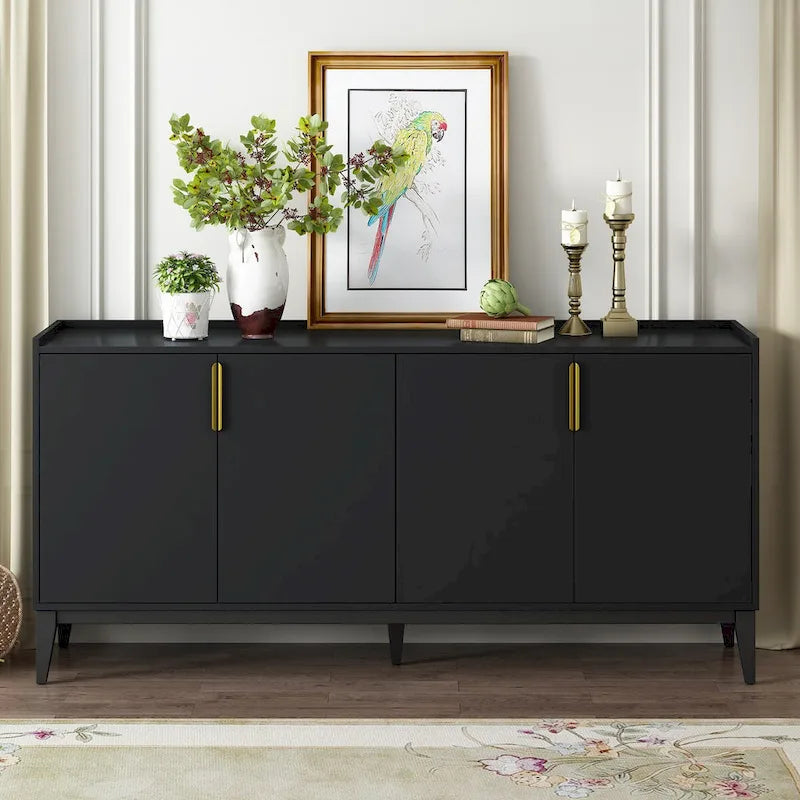 Buffet de rangement en bois avec 4 portes et étagères réglables, pour le couloir, l’entrée, le salon ou la chambre