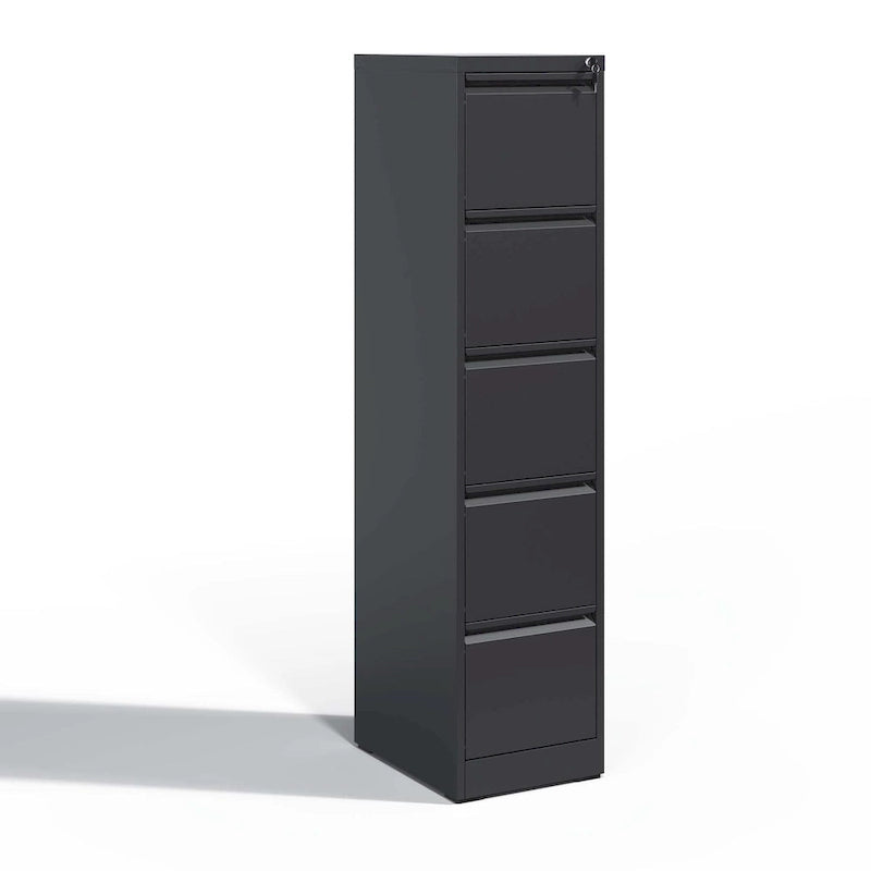 Vertikaler Aktenschrank aus Metall mit 5 Schubladen, 14.96 W und Schloss, fürs Büro oder Zuhause, für Dokumente im Format A4, Legal und Letter