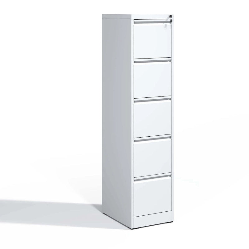 Vertikaler Aktenschrank aus Metall mit 5 Schubladen, 14.96 W und Schloss, fürs Büro oder Zuhause, für Dokumente im Format A4, Legal und Letter