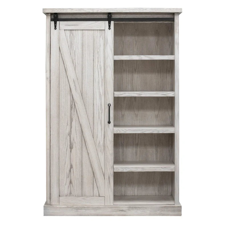 Bibliothèque rustique à portes de grange, étagères en bois, bibliothèque de bureau, marron - 48 W x 72 H x16 D