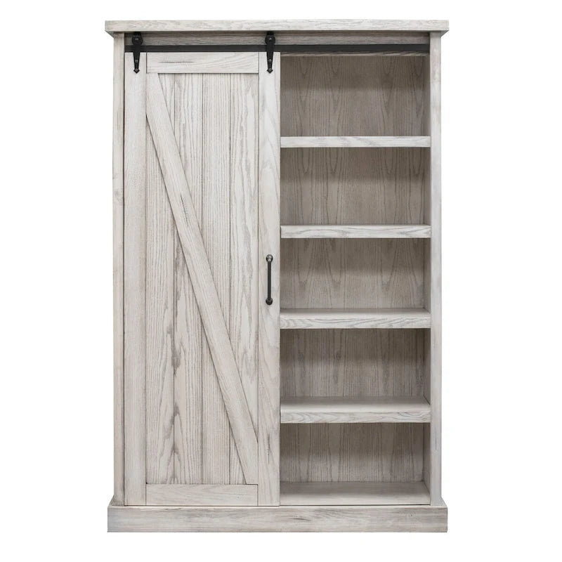 Bibliothèque rustique à portes de grange, étagères en bois, bibliothèque de bureau, marron - 48 W x 72 H x16 D