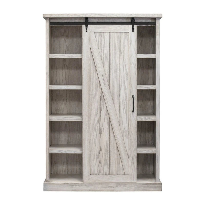 Bibliothèque rustique à portes de grange, étagères en bois, bibliothèque de bureau, marron - 48 W x 72 H x16 D