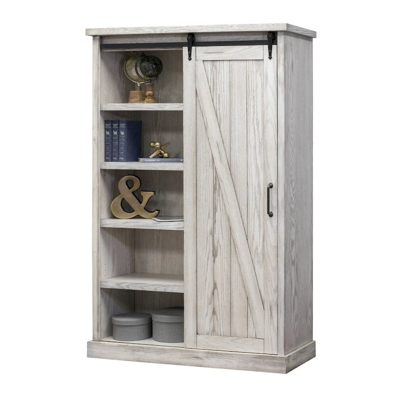 Bibliothèque rustique à portes de grange, étagères en bois, bibliothèque de bureau, marron - 48 W x 72 H x16 D