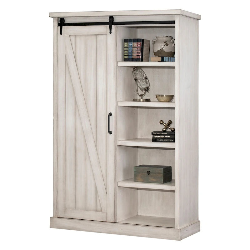 Bibliothèque rustique à portes de grange, étagères en bois, bibliothèque de bureau, marron - 48 W x 72 H x16 D