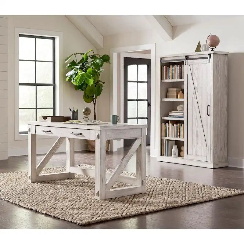 Bibliothèque rustique à portes de grange, étagères en bois, bibliothèque de bureau, marron - 48 W x 72 H x16 D