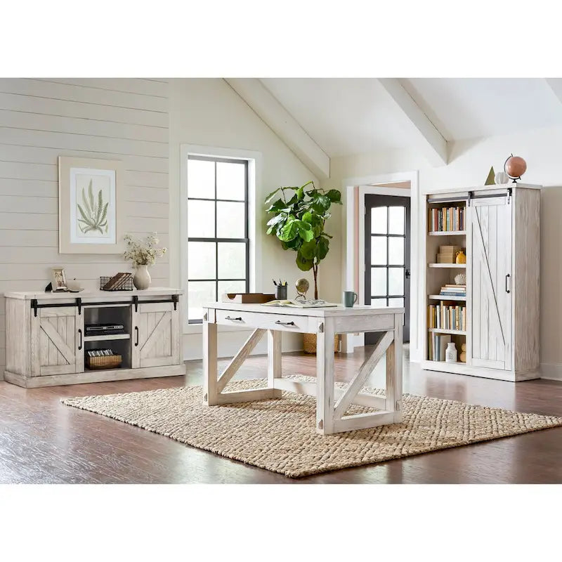 Bibliothèque rustique à portes de grange, étagères en bois, bibliothèque de bureau, marron - 48 W x 72 H x16 D
