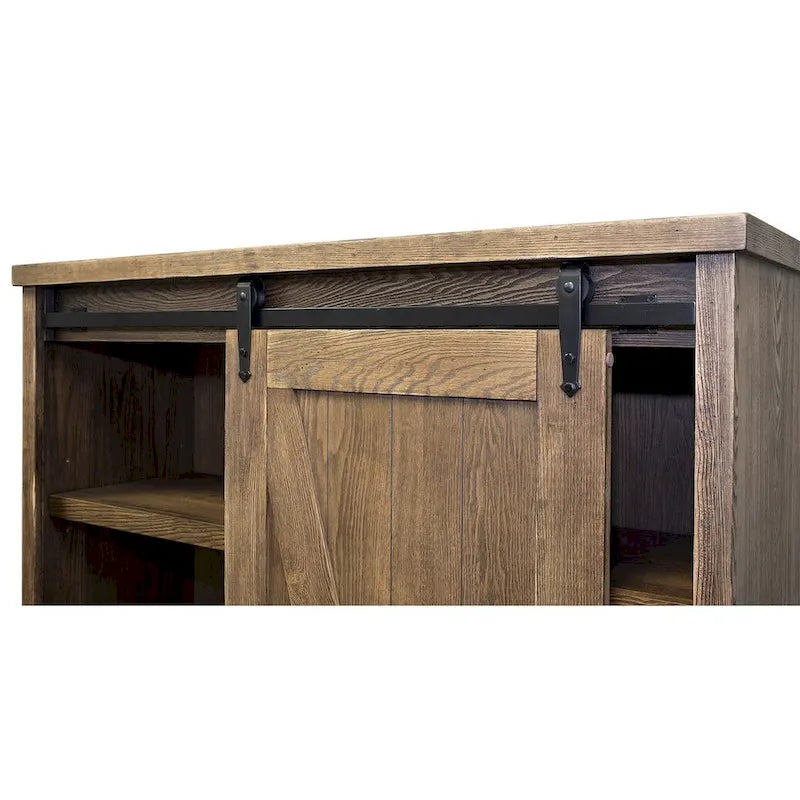 Bibliothèque rustique à portes de grange, étagères en bois, bibliothèque de bureau, marron - 48 W x 72 H x16 D