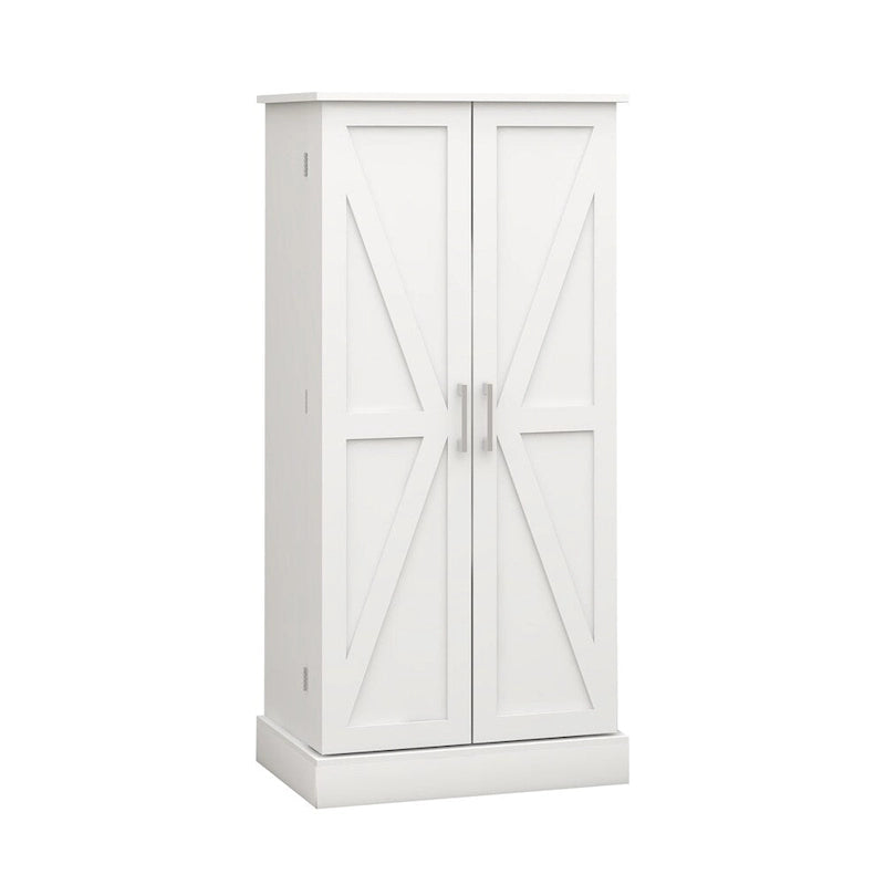 Meuble de rangement de cuisine autoportant avec éclairage LED, 2 portes et étagères - N/A