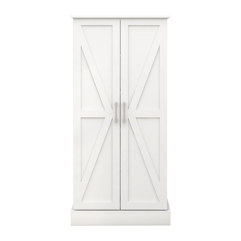 Meuble de rangement de cuisine autoportant avec éclairage LED, 2 portes et étagères - N/A
