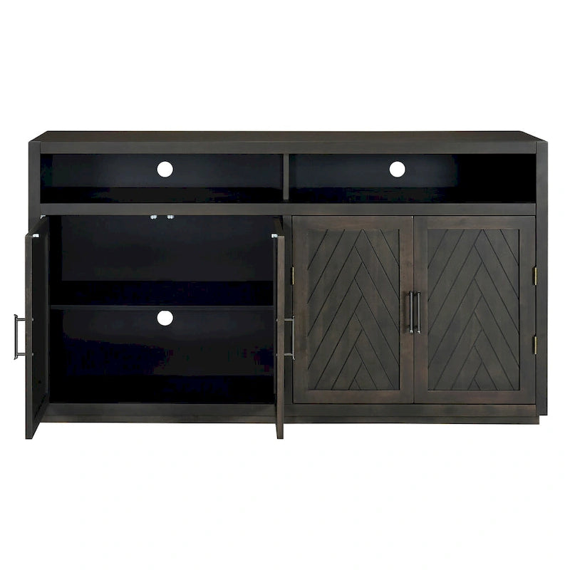 Modernes klassisches Sideboard mit 4 Türen, offenem Stauraum und verstellbaren Einlegeböden