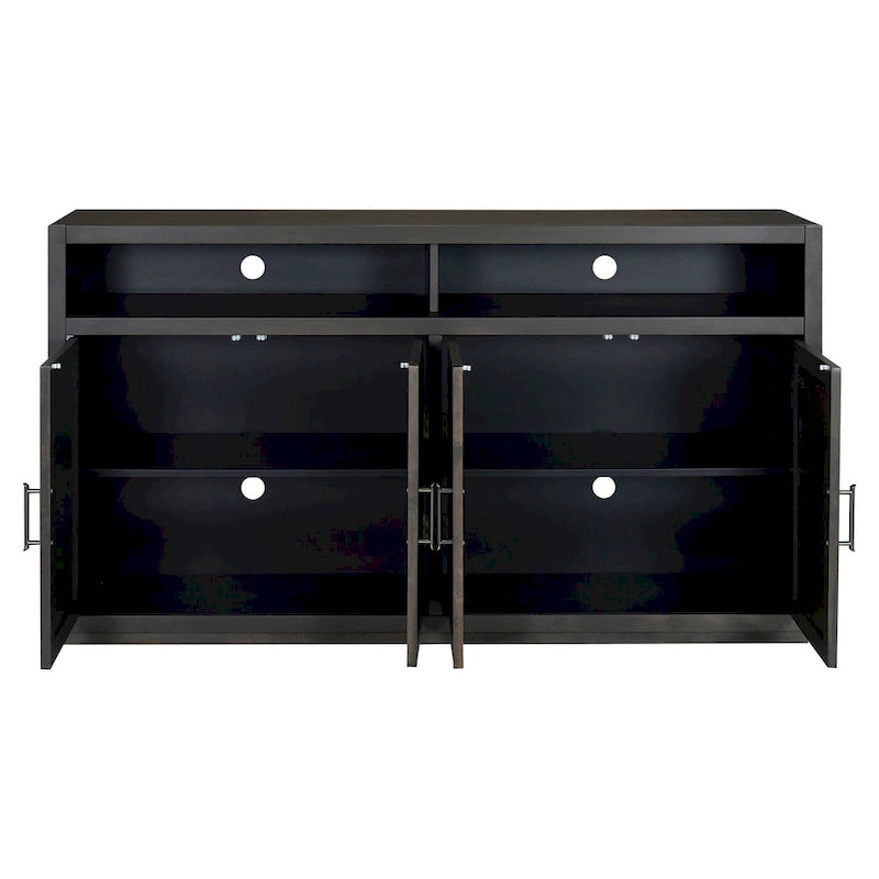 Modernes klassisches Sideboard mit 4 Türen, offenem Stauraum und verstellbaren Einlegeböden