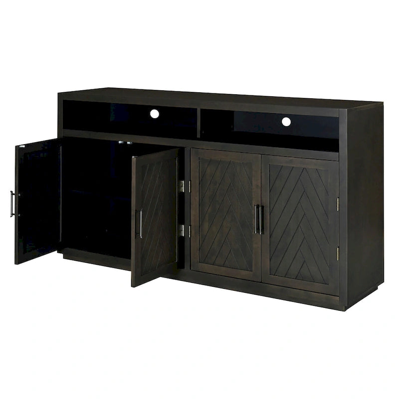 Modernes klassisches Sideboard mit 4 Türen, offenem Stauraum und verstellbaren Einlegeböden