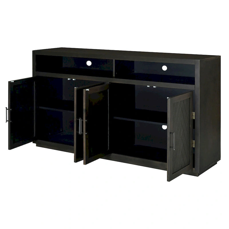 Modernes klassisches Sideboard mit 4 Türen, offenem Stauraum und verstellbaren Einlegeböden
