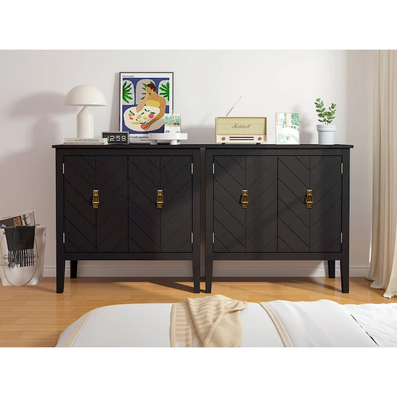 Meubles en bois à 2 portes, buffet de style vintage pour le salon, la salle à manger ou le bureau