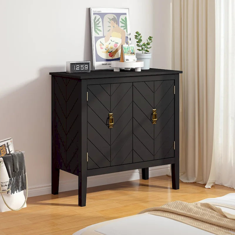 Armario de madera de 2 puertas, aparador de estilo vintage para sala de estar, comedor u oficina