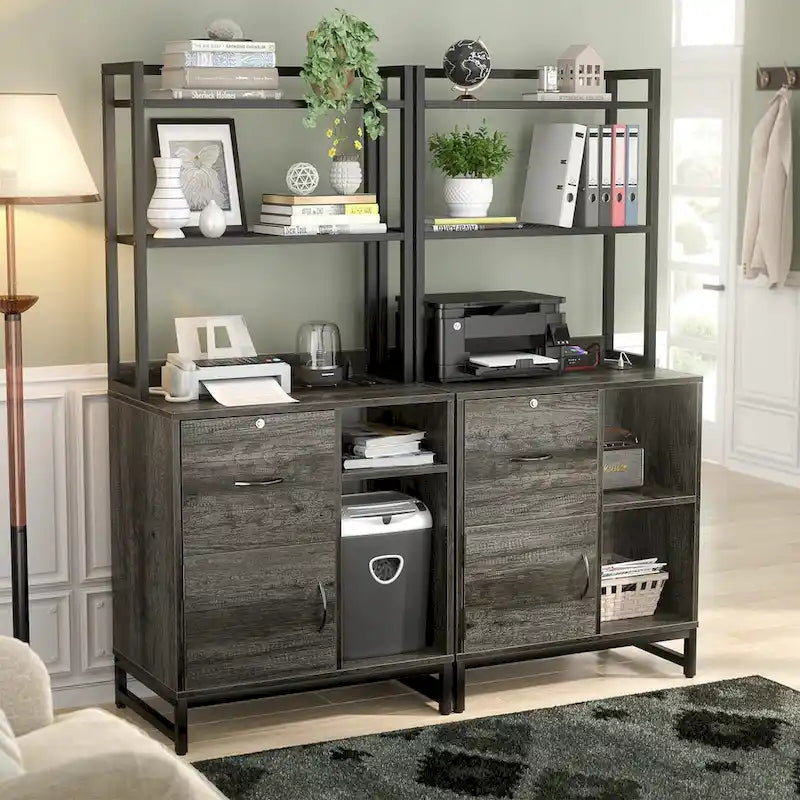 Buffet-Sideboard und Aktenschrank mit Aufsatz und USB-Anschlüssen