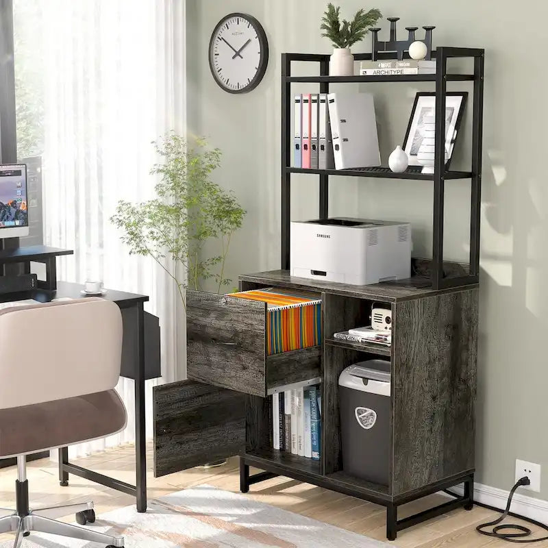 Buffet-Sideboard und Aktenschrank mit Aufsatz und USB-Anschlüssen