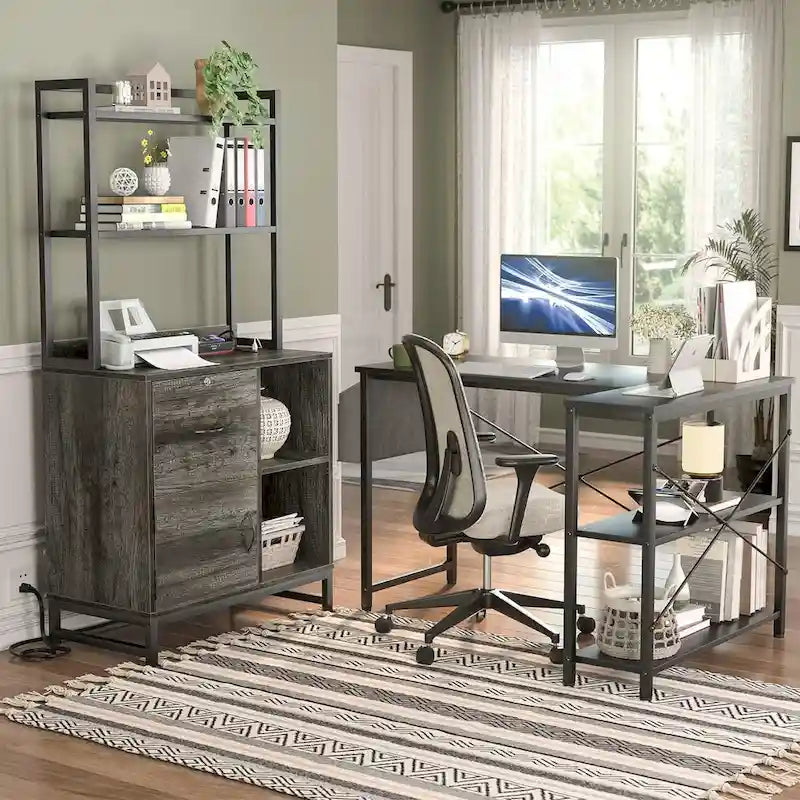 Buffet-Sideboard und Aktenschrank mit Aufsatz und USB-Anschlüssen