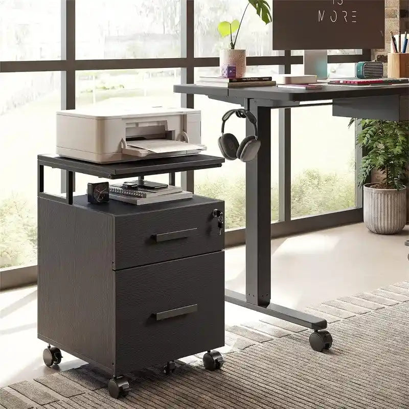 Archivador de 2 cajones con cerradura para oficina en casa - 17D x 24.3W x 16H