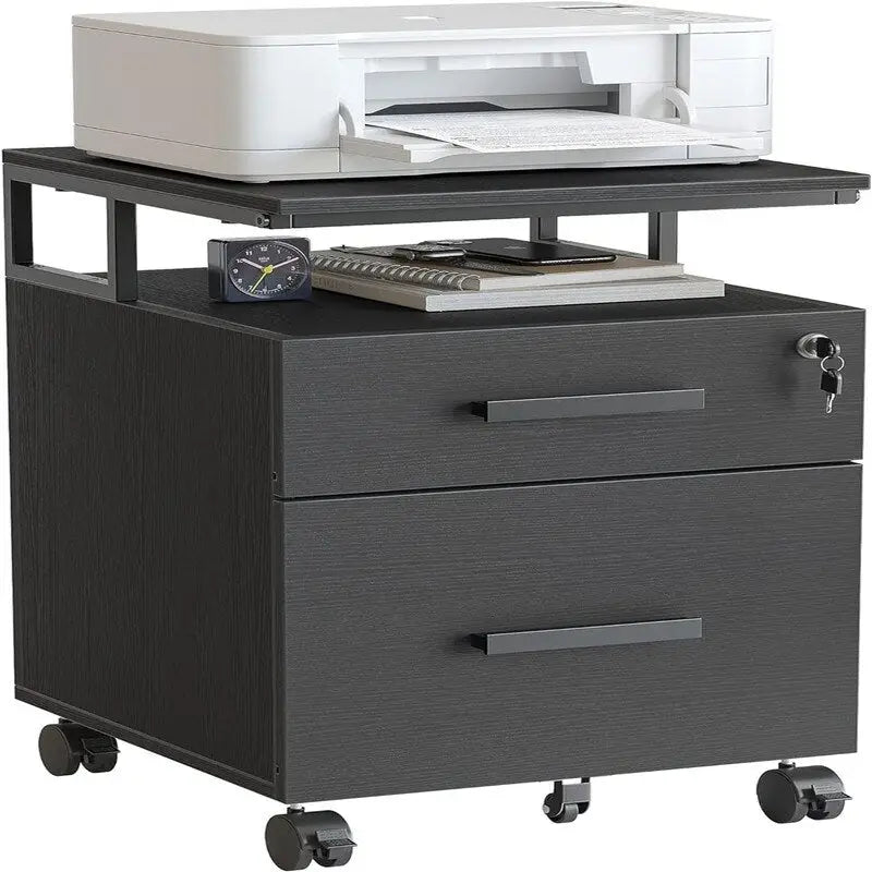 Archivador de 2 cajones con cerradura para oficina en casa - 17D x 24.3W x 16H