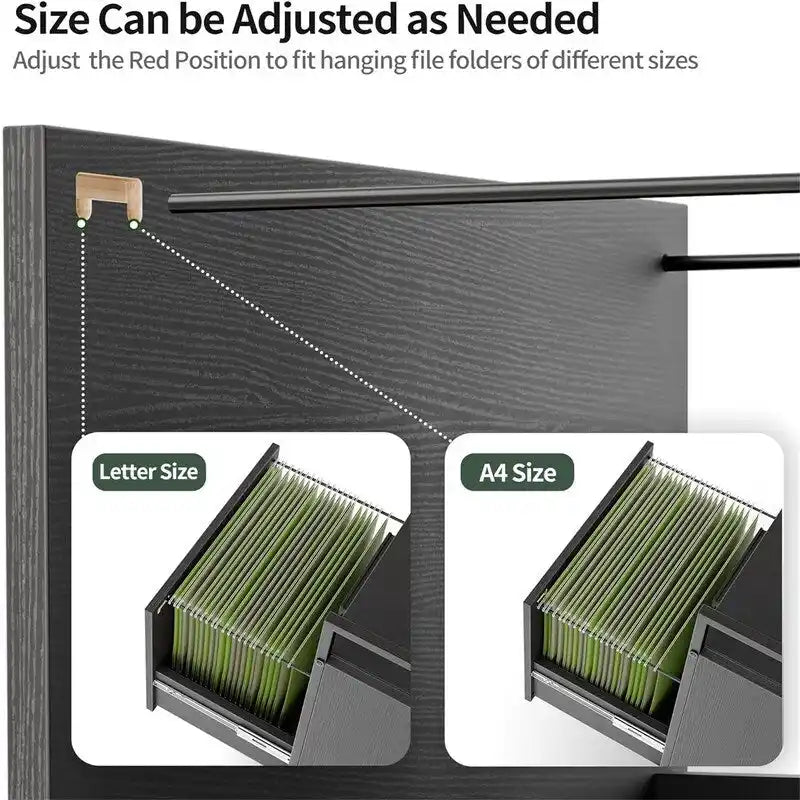 Archivador de 2 cajones con cerradura para oficina en casa - 17D x 24.3W x 16H
