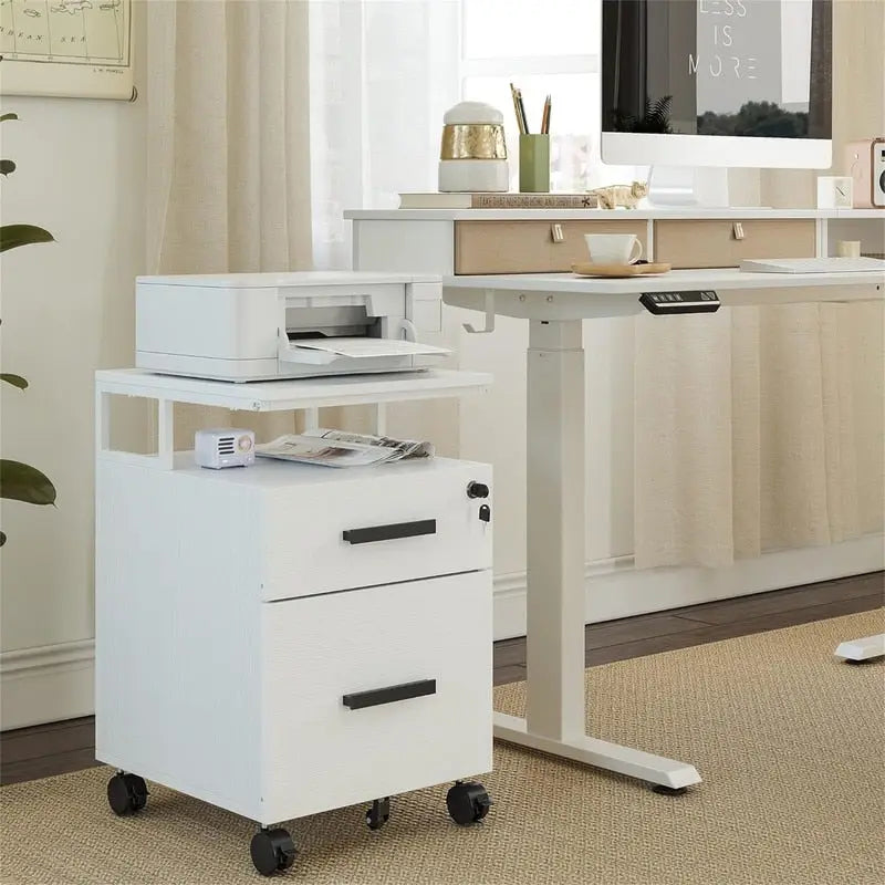 Archivador de 2 cajones con cerradura para oficina en casa - 17D x 24.3W x 16H