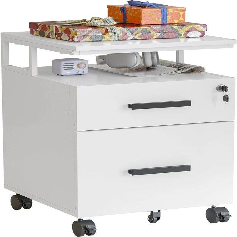 Archivador de 2 cajones con cerradura para oficina en casa - 17D x 24.3W x 16H