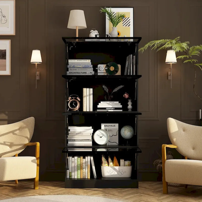 Vitrine de rangement éclairée avec portes en verre trempé