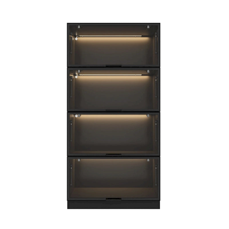Vitrine de rangement éclairée avec portes en verre trempé