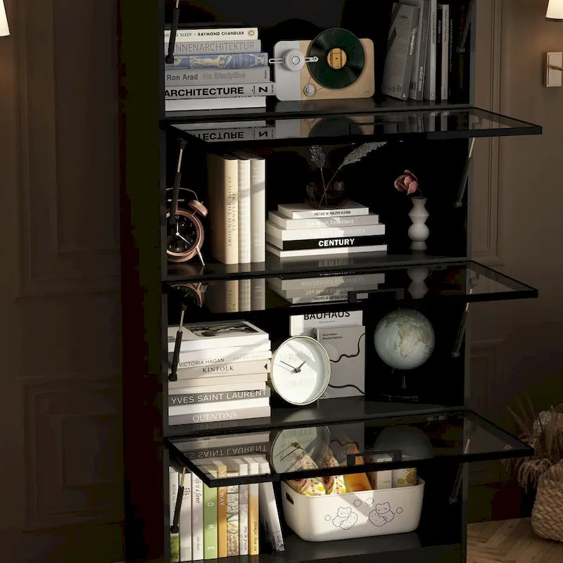 Vitrine de rangement éclairée avec portes en verre trempé