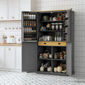 Armoire de cuisine autoportante haute de 40.2x20x71.3inch avec 2 tiroirs, 2 étagères réglables et 8 étagères de porte