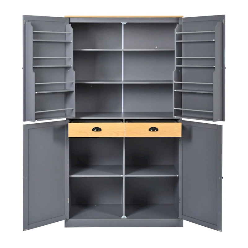 Armoire de cuisine autoportante haute de 40.2x20x71.3inch avec 2 tiroirs, 2 étagères réglables et 8 étagères de porte