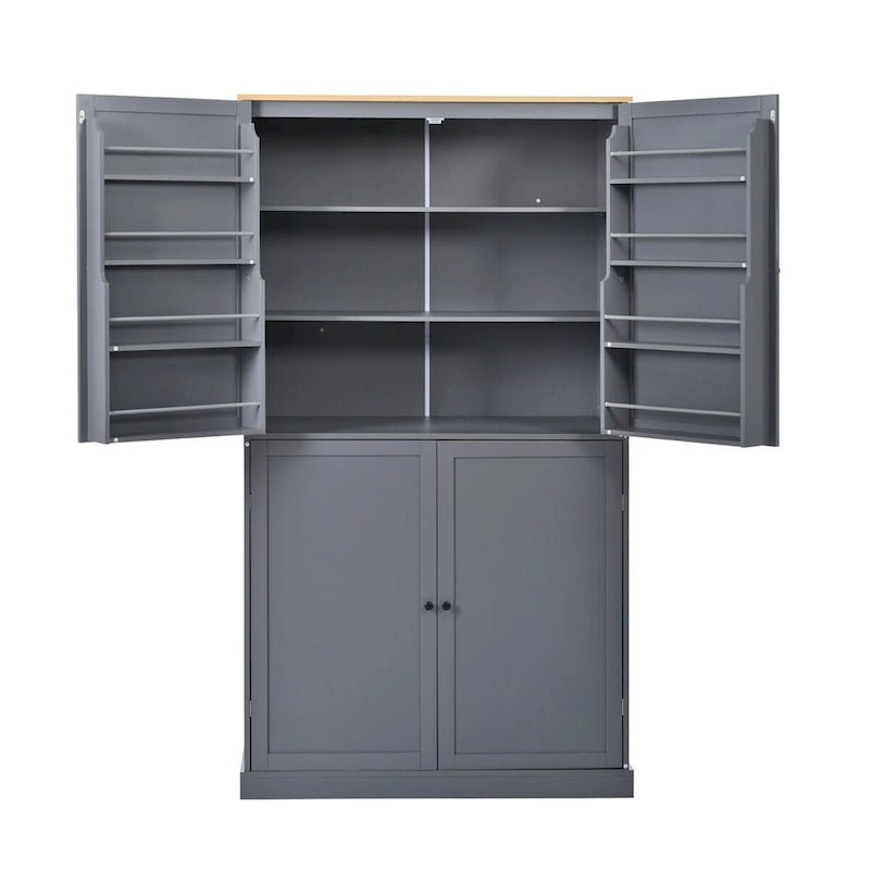 Armoire de cuisine autoportante haute de 40.2x20x71.3inch avec 2 tiroirs, 2 étagères réglables et 8 étagères de porte