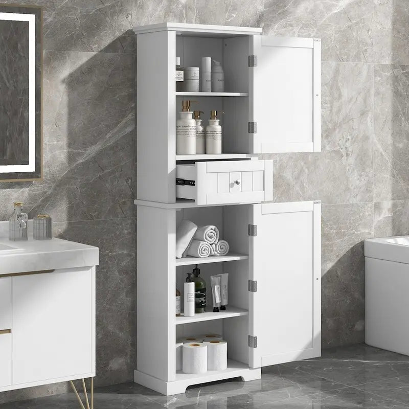 Wäscheschrank mit Schublade und verstellbarem Regalboden, 22 in. B x 11 in. T x 67.3 in. H