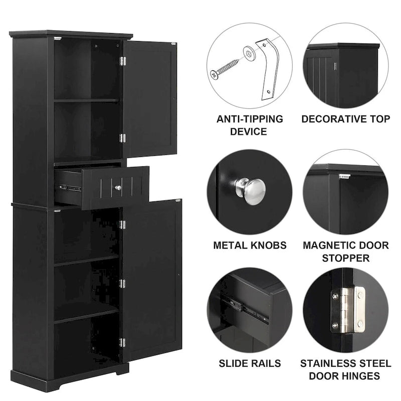 Wäscheschrank mit Schublade und verstellbarem Regalboden, 22 in. B x 11 in. T x 67.3 in. H