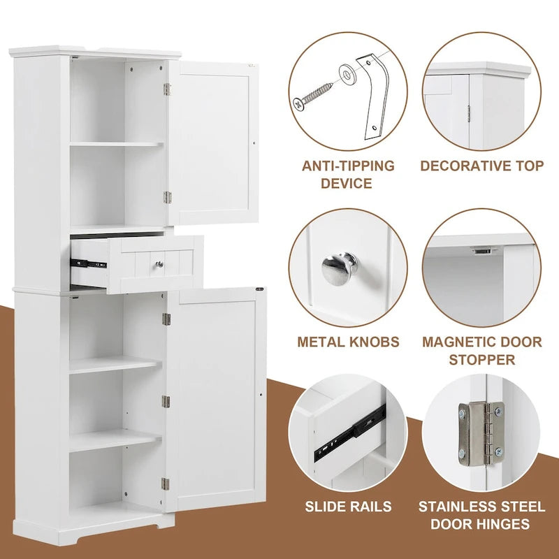 Wäscheschrank mit Schublade und verstellbarem Regalboden, 22 in. B x 11 in. T x 67.3 in. H