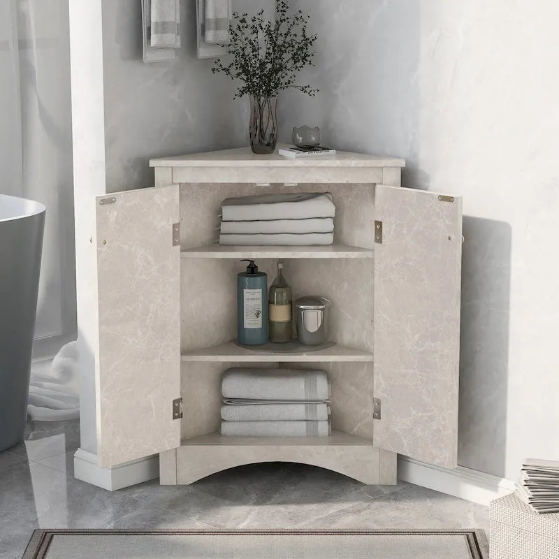 Armario triangular de almacenamiento para baño con estantes ajustables