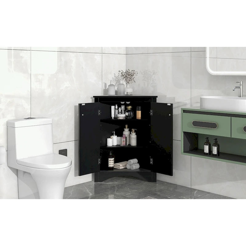 Armario triangular de almacenamiento para baño con estantes ajustables