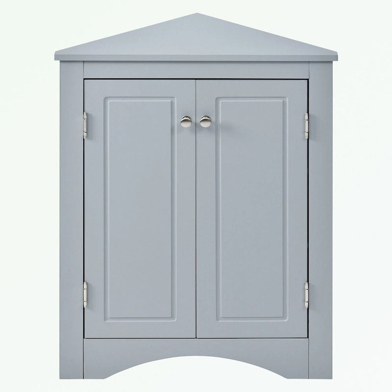 Meuble de rangement triangulaire pour salle de bains avec étagères réglables