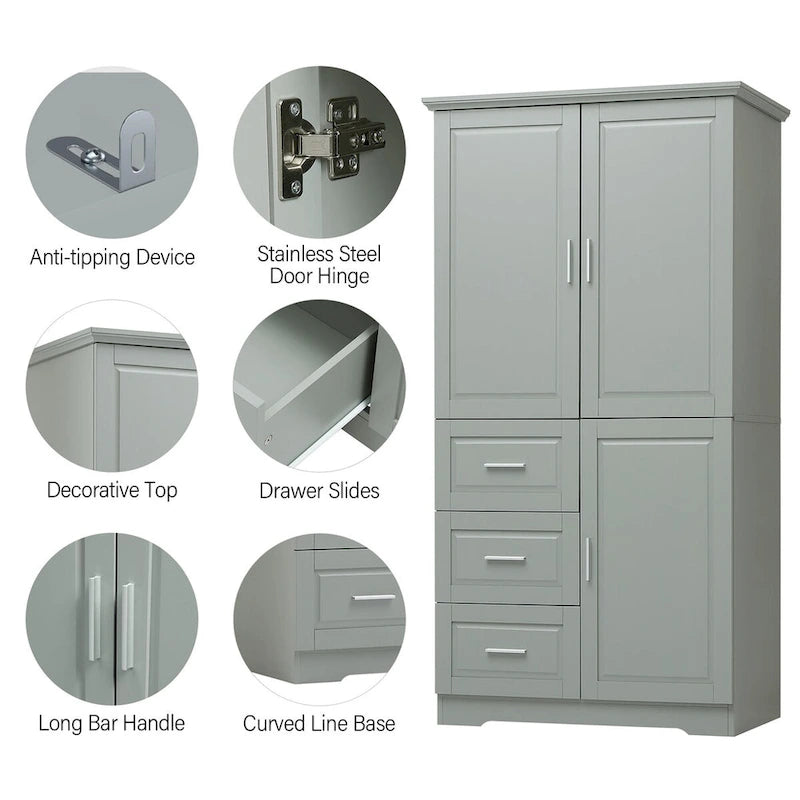 Armoire de rangement de salle de bain avec portes