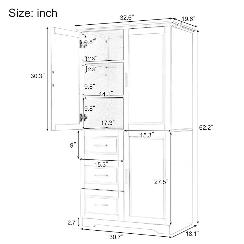 Armoire de rangement de salle de bain avec portes