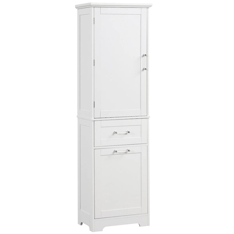 Armario para ropa blanca de 13 in. W x 20 in. D x 68.1 in. H con dos cajones de distintos tamaños y estante ajustable