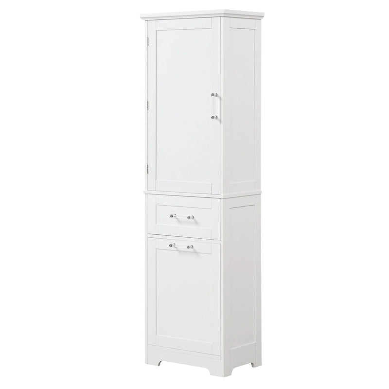 Armario para ropa blanca de 13 in. W x 20 in. D x 68.1 in. H con dos cajones de distintos tamaños y estante ajustable