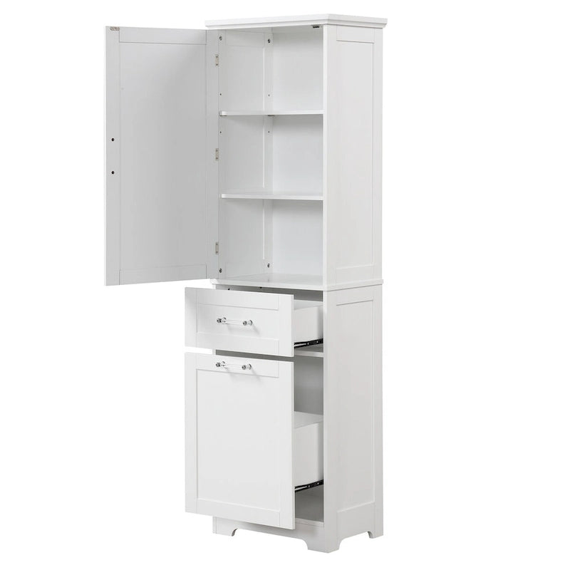 Armario para ropa blanca de 13 in. W x 20 in. D x 68.1 in. H con dos cajones de distintos tamaños y estante ajustable