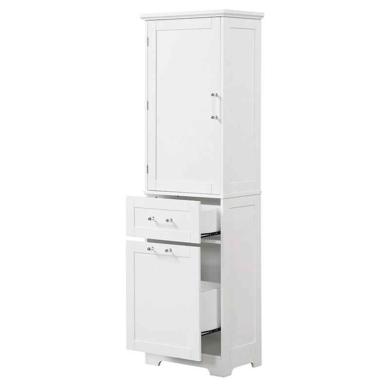Armario para ropa blanca de 13 in. W x 20 in. D x 68.1 in. H con dos cajones de distintos tamaños y estante ajustable