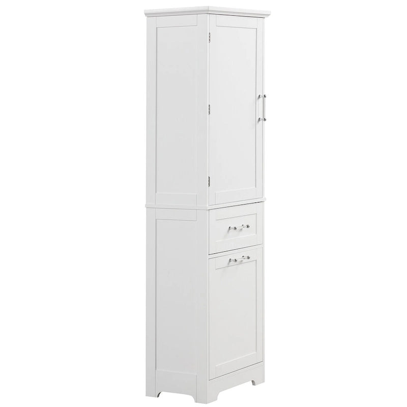 Armario para ropa blanca de 13 in. W x 20 in. D x 68.1 in. H con dos cajones de distintos tamaños y estante ajustable