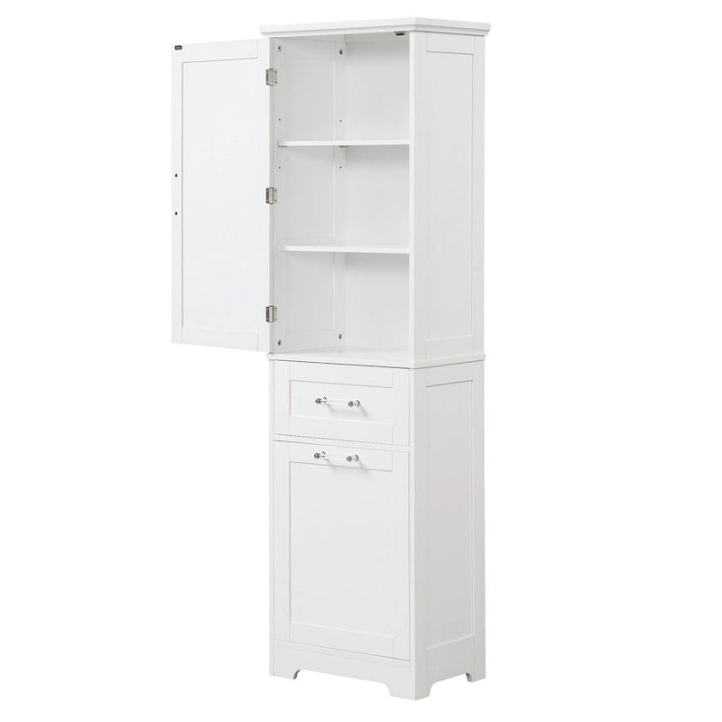 Armario para ropa blanca de 13 in. W x 20 in. D x 68.1 in. H con dos cajones de distintos tamaños y estante ajustable