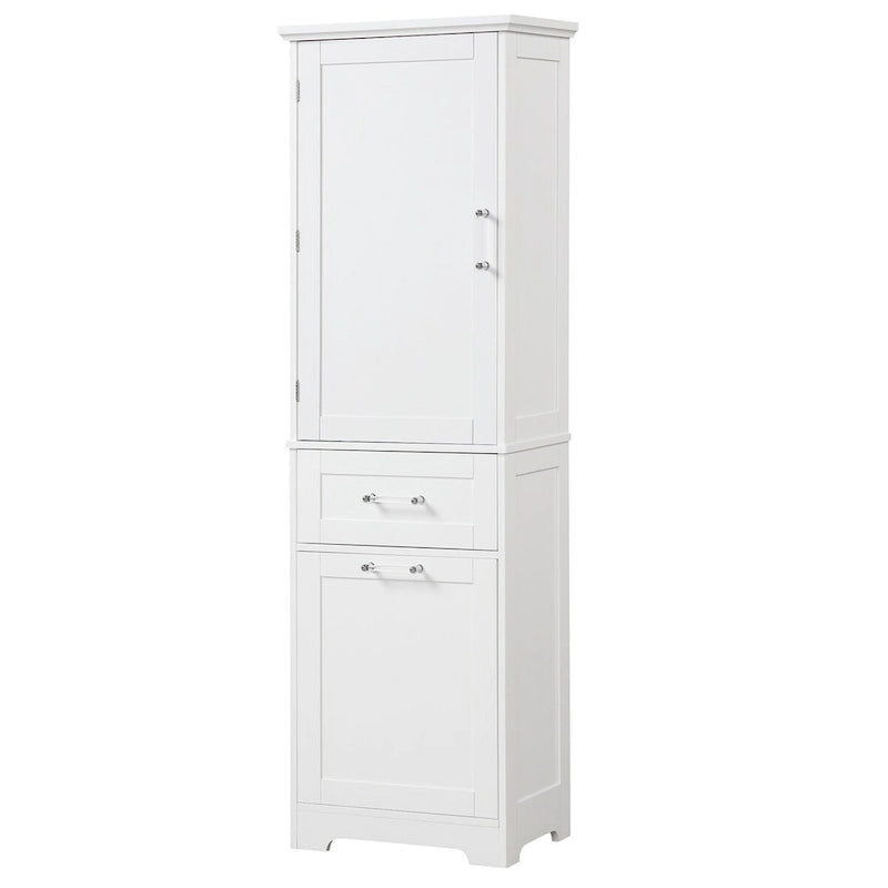 Armario para ropa blanca de 13 in. W x 20 in. D x 68.1 in. H con dos cajones de distintos tamaños y estante ajustable