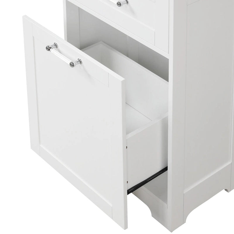 Armario para ropa blanca de 13 in. W x 20 in. D x 68.1 in. H con dos cajones de distintos tamaños y estante ajustable