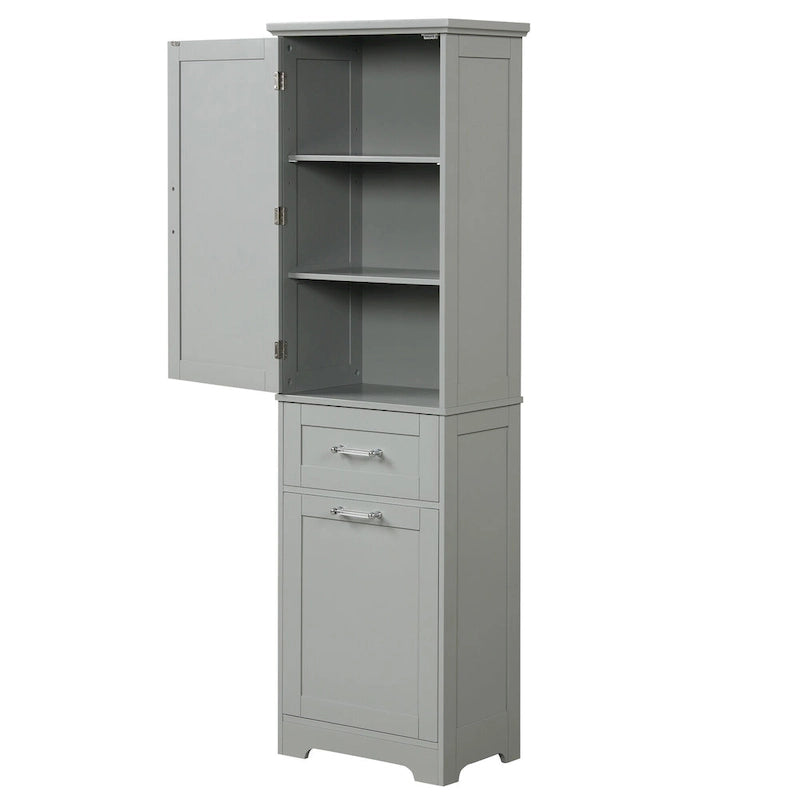 Armario para ropa blanca de 13 in. W x 20 in. D x 68.1 in. H con dos cajones de distintos tamaños y estante ajustable